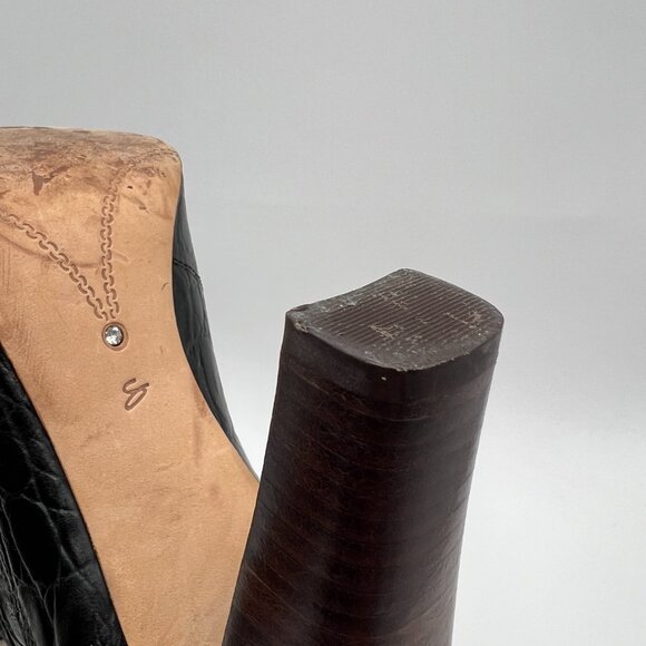 Corso Como Black Alligator Print Lace-up Oxford Heels Size 8.5 - Picture 8 of 10